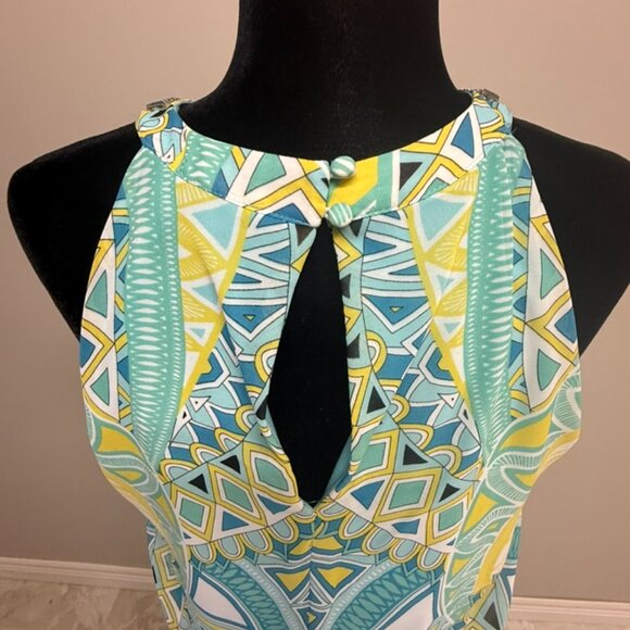 Long Multi Coloured Dress with Jewel Collar - Picture 4 of 5